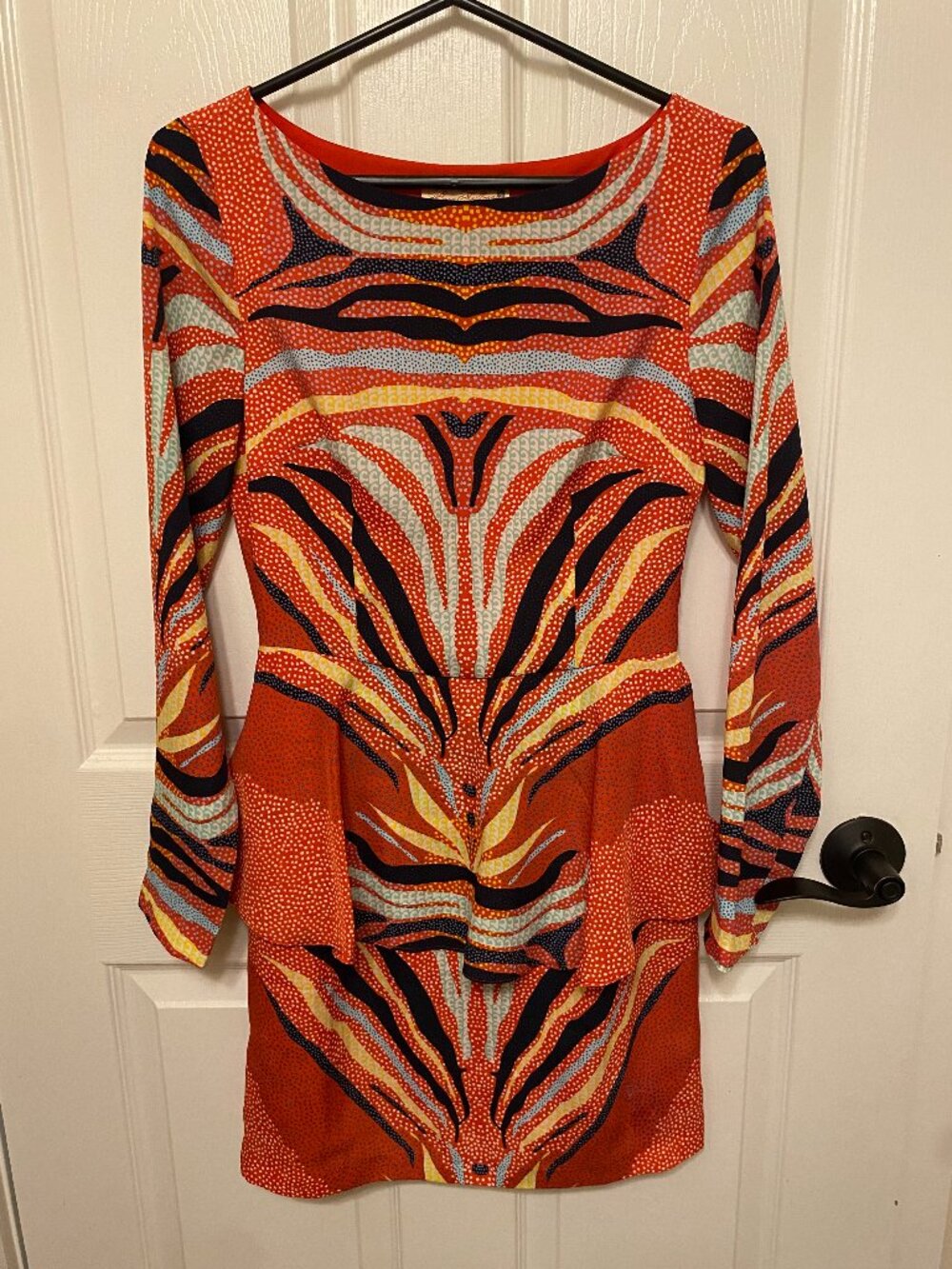 Mara Hoffman Phoenix Red Peplum Dress, Sz 2